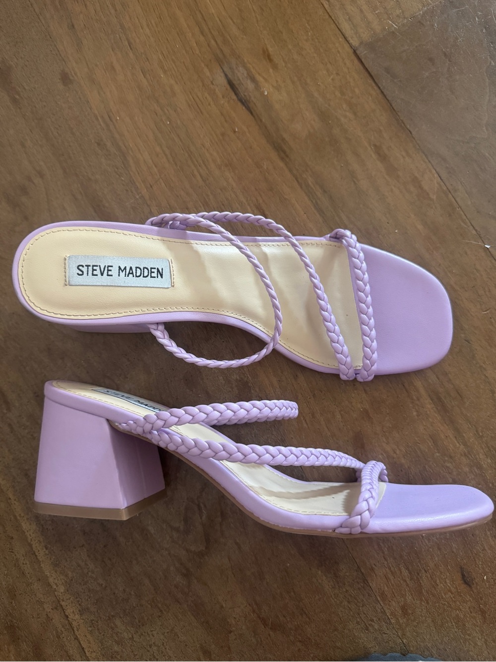 Steve Madden Lilac Braided Strap Block Heel Sandals